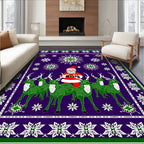 Purple Santa Reindeer Snowflake Border Rug
