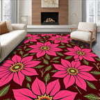 Vibrant Crimson Floral Garden Rug