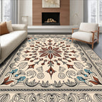 Crimson Floral Medallion With Blue Accents Rug