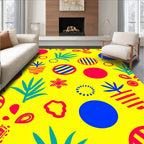 Vibrant Yellow Bold Abstract Circles Rug