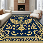 Royal Crested Eagle Dark Blue Gold Rug