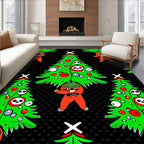 Whimsical Festive Christmas Tree Characters Rug
