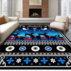 Midnight Blue Deer Moon Stars Rug