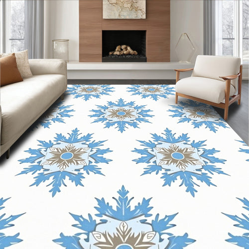 Aqua Gray Floral Medallion Rug