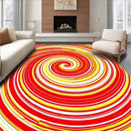 Vibrant Red Yellow Swirl Vortex Rug