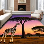 Giraffe Sunset Savannah Acacia Rug