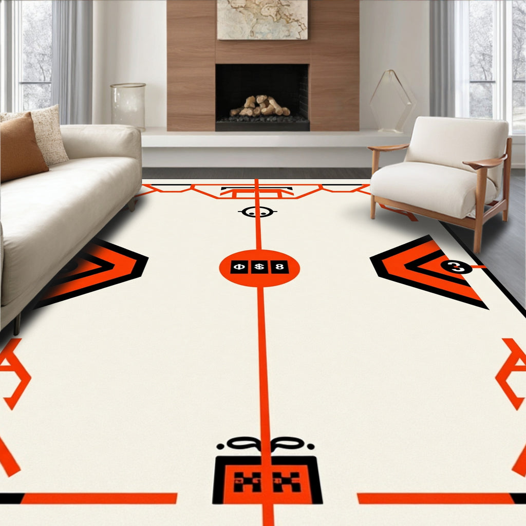 Opaque Cream Orange Geometric Composition Rug