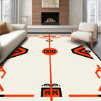 Opaque Cream Orange Geometric Composition Rug
