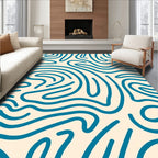 Teal Abstract Wavy Lines Rug