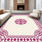 Deep Pink Floral Crested Border Rug