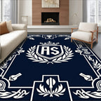 Navy Crest Laurel Emblem Rectangle Rug