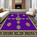 Vivid Purple Oval Medallion Border Rug