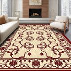 Crimson Floral Vine Cream Elegance Rug