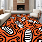 Bright Orange Abstract Sausage Swirl Rug