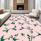 Emerald Vine On Pastel Pink Background Rug