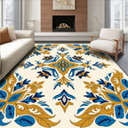 Royal Blue Gold Acanthus Scrollwork Rug