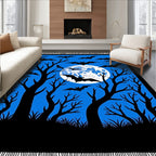 Scary Bats Moonlit Forest Scene Rug