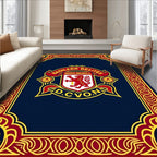 Crimson Dragon Emblem Traditional Border Rug
