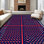 Deep Blue Red Diamond Arrangement Rug