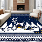 Midnight Village Snowy Night Snowfall Rug