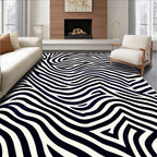 Bold Black White Zebra Wave Rug