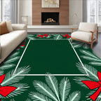 Forest Green Pine Boughs Red Bows Rug