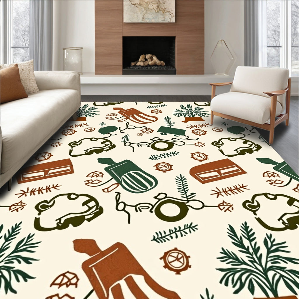 Earthy Toned Botanical Garden Imagery Rug