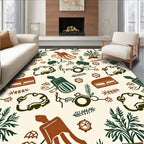 Earthy Toned Botanical Garden Imagery Rug