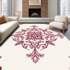 Rich Rose Petal Damask Medallion Rug