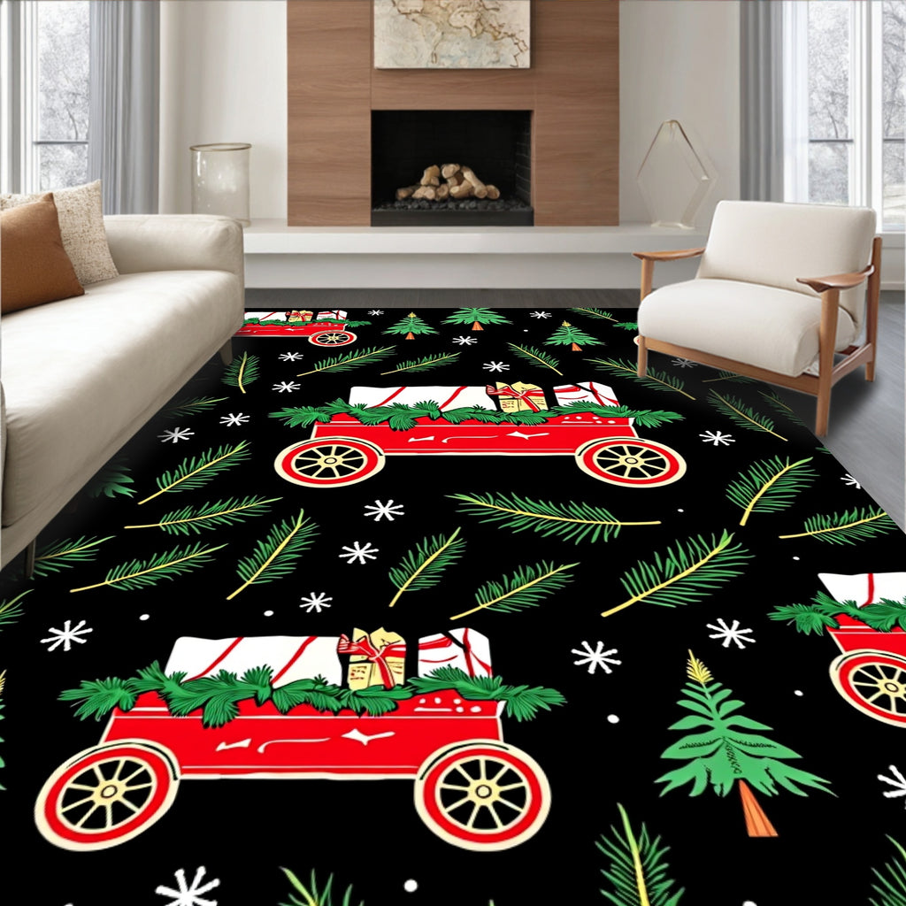 Classic Red Christmas Car Gifts Rug