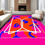 Vibrant Pink Orange Blue Abstract Splash Rug