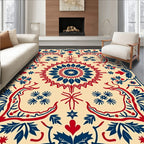 Crimson Navy Laurel Medallion Rug