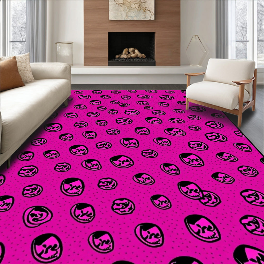 Bold Pink Skulls All Over Rug