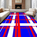 Bold Red White Blue Plaid Squares Rug