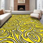 Vibrant Yellow Swirl Flow Rug