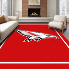 Bold Red Eagle Head Emblem Rug