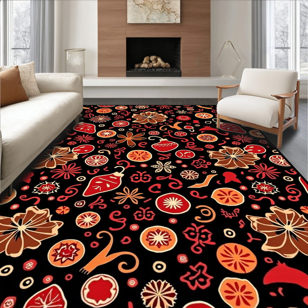 Spiced Orange Floral Ornaments Rug