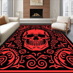 Crimson Skull Floral Baroque Rug