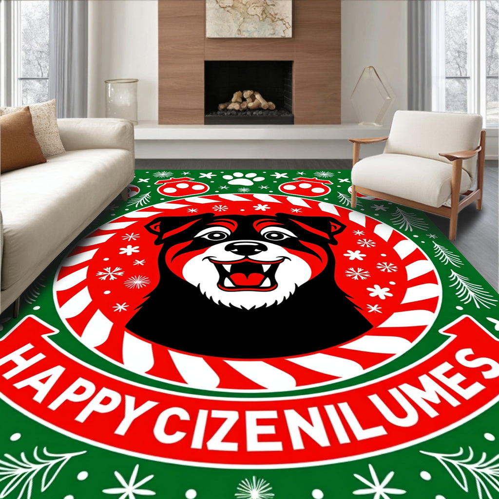 Christmas Dog Paw Holiday Vibes Rug