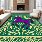 Enchanted Purple Unicorn Floral Border Rug