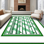 Emerald Green Striped Geometric Rug