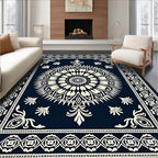 Navy Ivory Radial Mandala Rug
