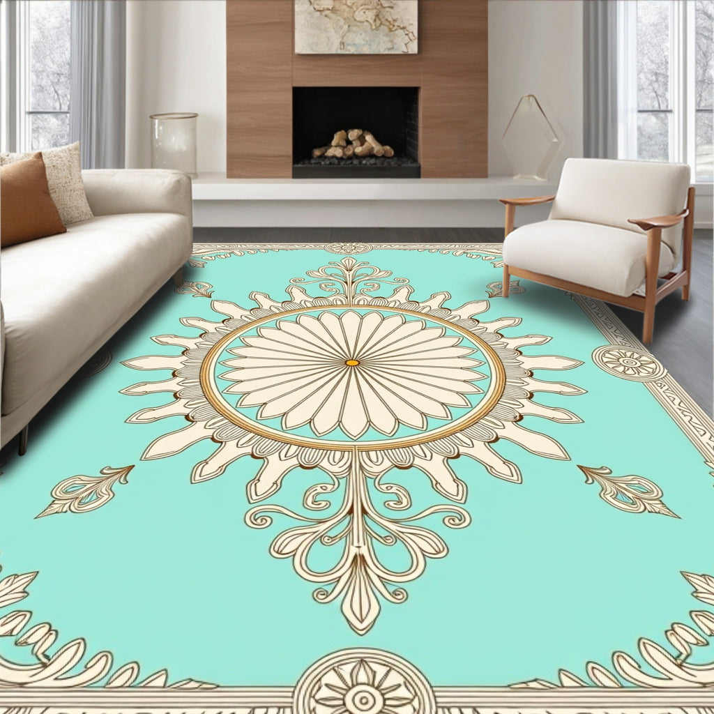 Aqua Palace Medallion Artwork Rug