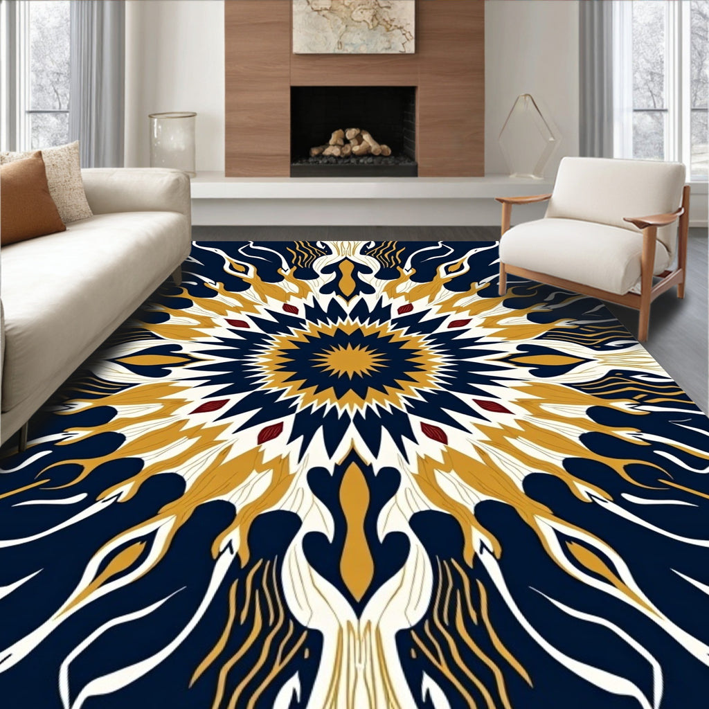 Midnight Gold Radiating Bloom Rug