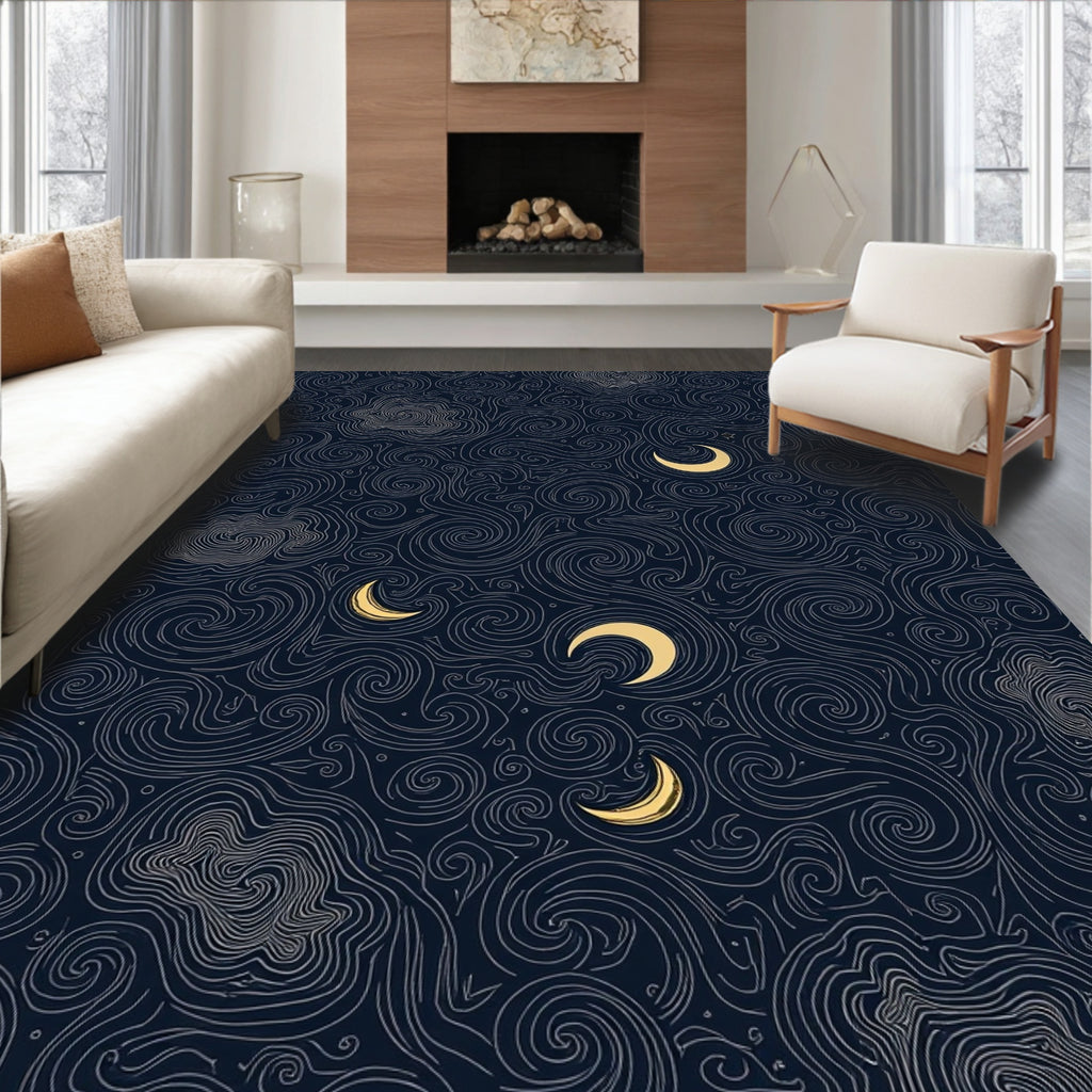 Cosmic Swirl Moon Night Rug