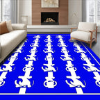 Bold Blue White Anchor Nautical Repeats Rug