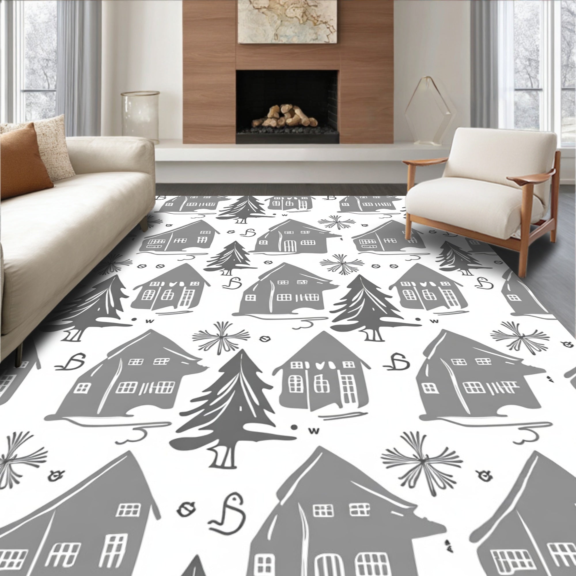Whimsical Village Winter Collection Rug