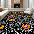 Whimsical Orange Pumpkin Circles Rug