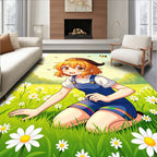 Sunny Meadow Daisy Field With Bees Rug
