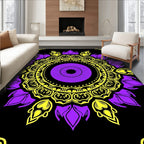 Vibrant Purple Yellow Mandala Art Rug